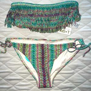 Brand new LSpace Fringe Bikini Two Piece Large Top/Med Bottom with tags